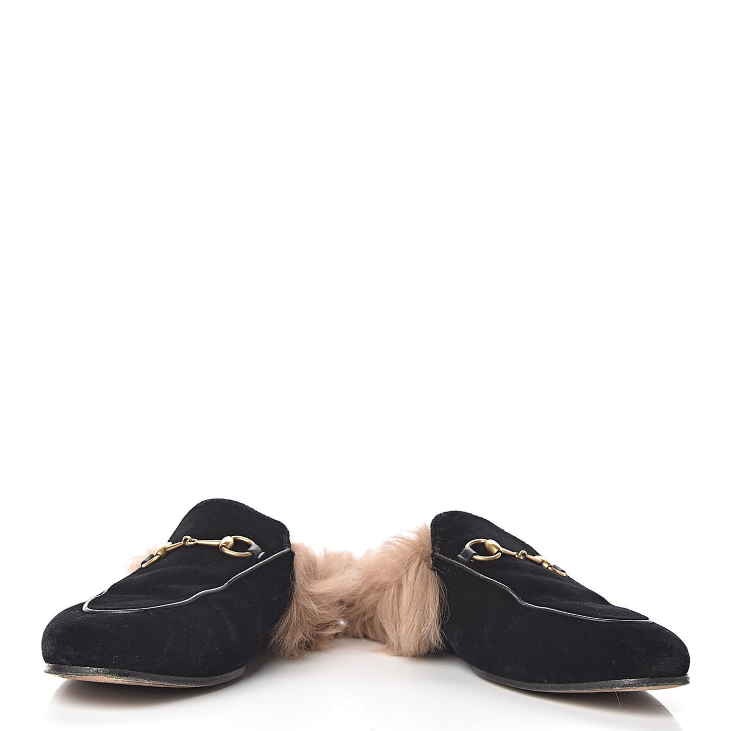 Velvet Fur Womens Princetown Slippers 39.5 Black
