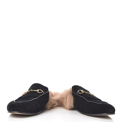 Gucci Velvet Fur Womens Princetown Slippers 39.5 Black 5 of 12