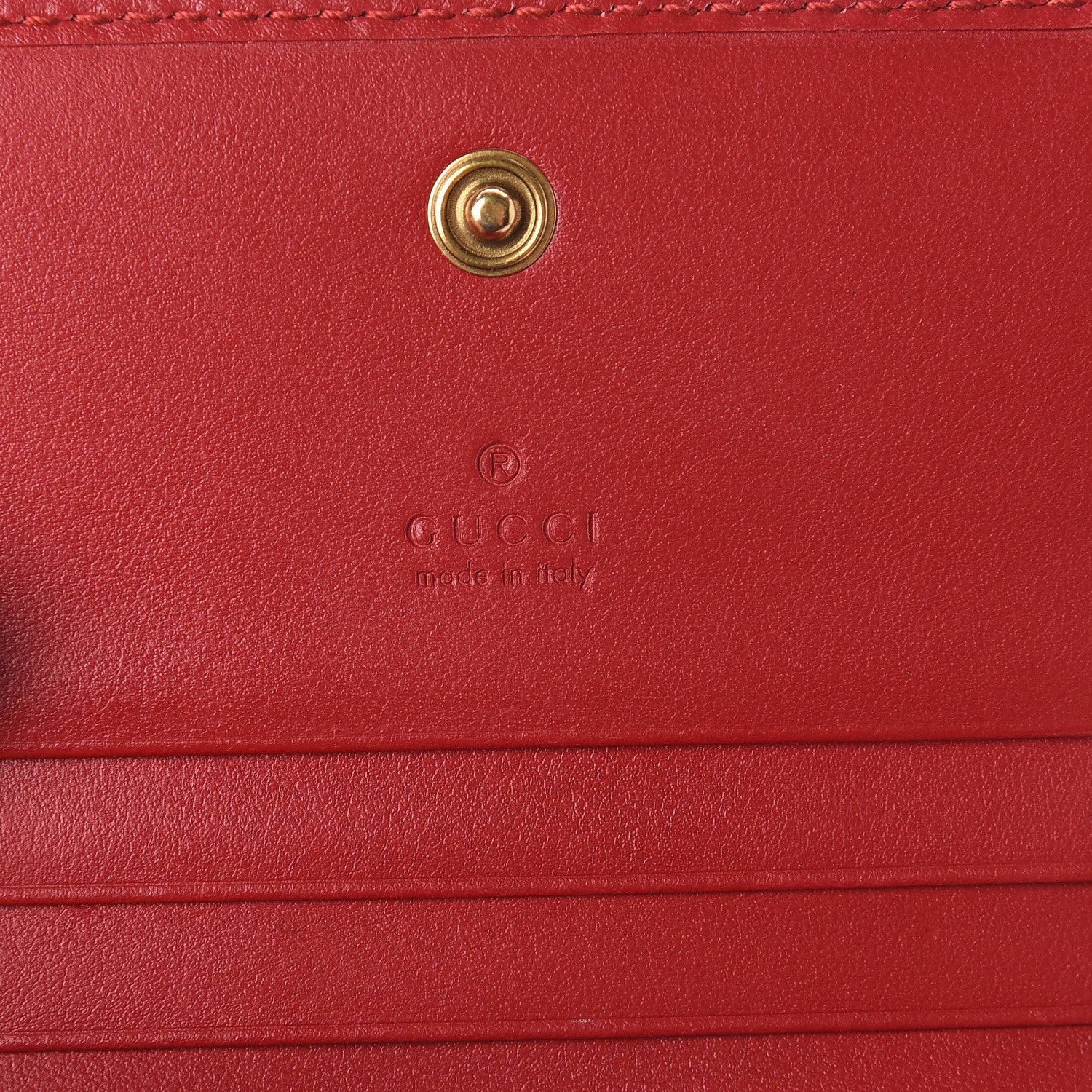 Gucci Calfskin Matelasse GG Marmont Card Case Wallet Hibiscus Red 5 of 5