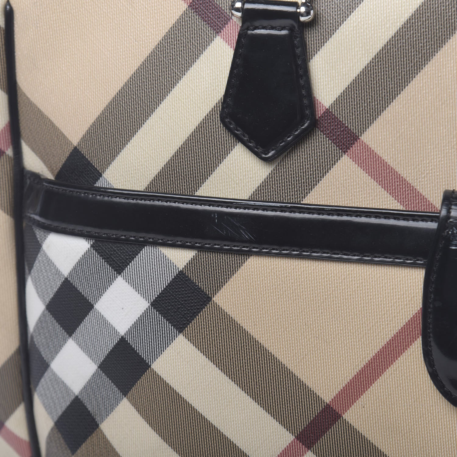Burberry Patent Trim Nova Check Tote Black 17 of 28