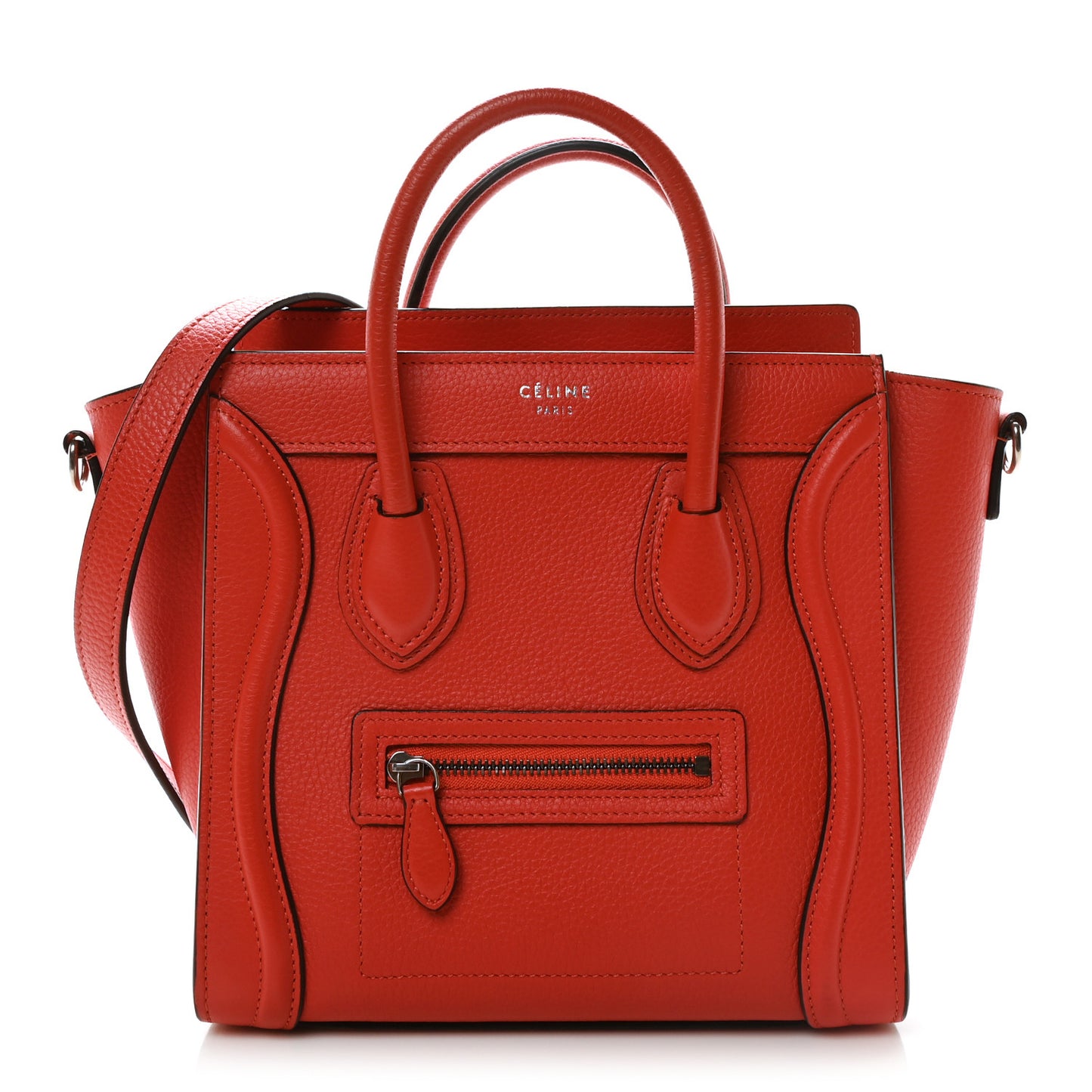 Drummed Calfskin Nano Luggage Vermillion