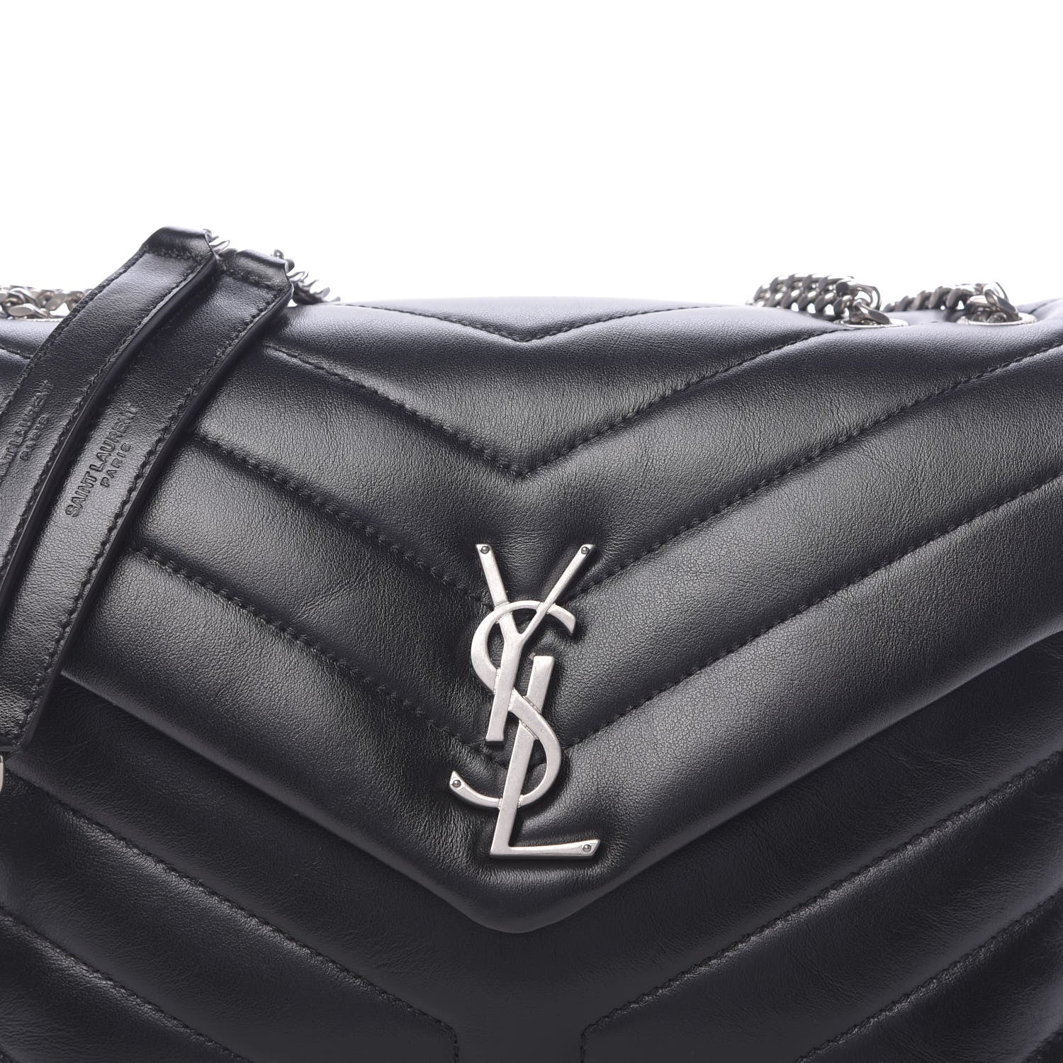 Saint Laurent Calfskin Y Quilted Monogram Small Loulou Chain Satchel Black 9 of 9