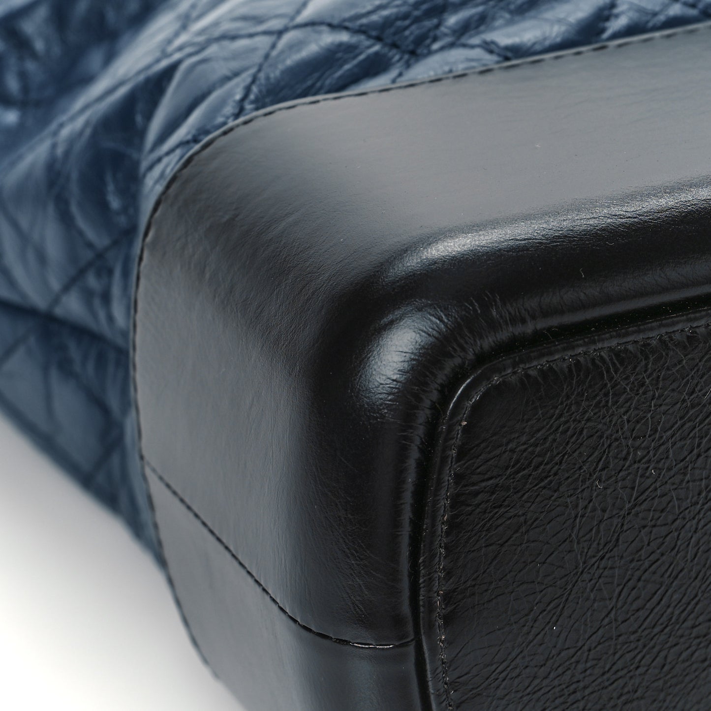 Aged Calfskin Quilted Large Gabrielle Shopping Tote Navy Black