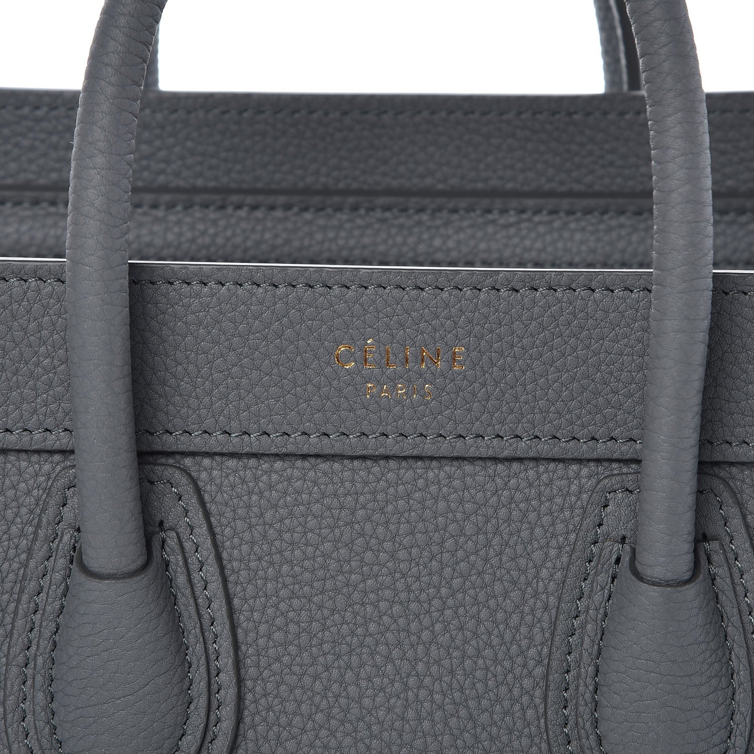 Celine Drummed Calfskin Nano Luggage Kohl 8 of 8