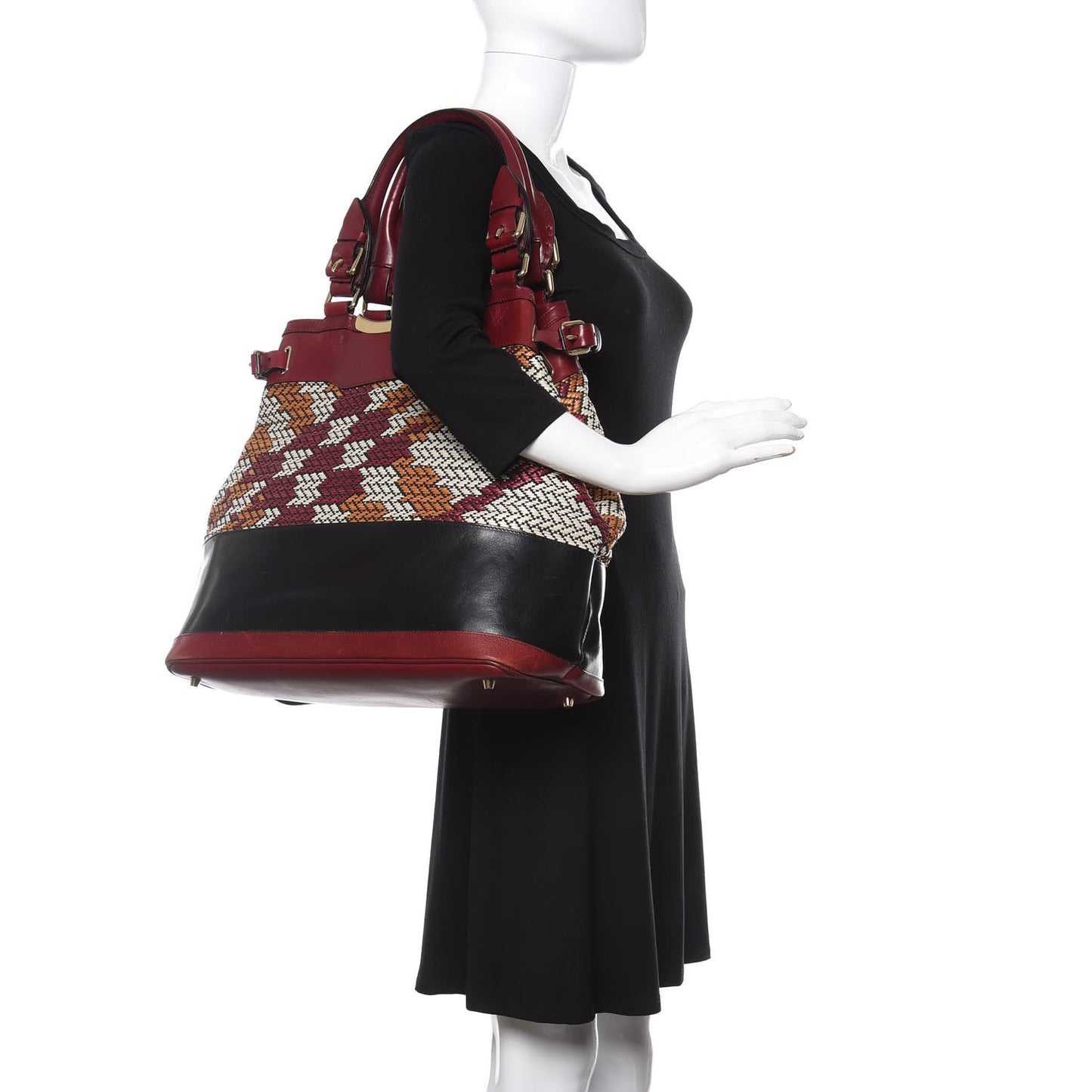 Prorsum Calfskin Raffia Check Tote