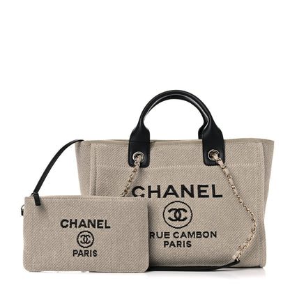 Chanel Mixed Fibers Small Deauville Tote Beige Black 1 of 12