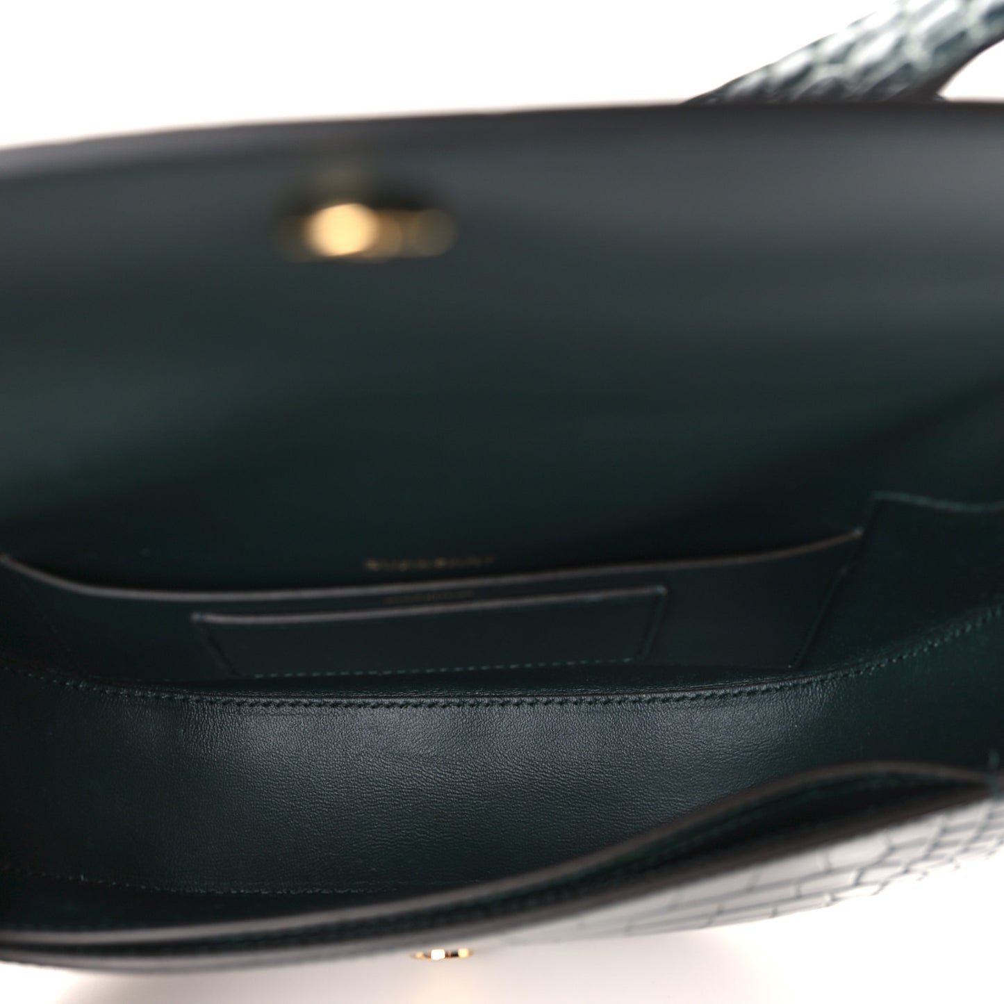 Croc Embossed Small Olympia Shoulder Bag Dark Green