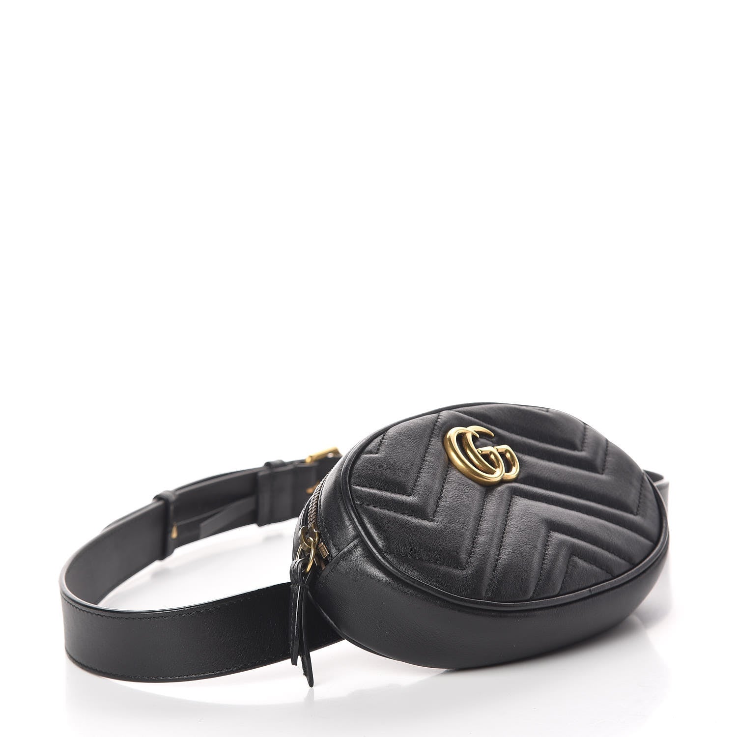 Gucci Calfskin Matelasse GG Marmont Belt Bag 95 38 Black 4 of 13