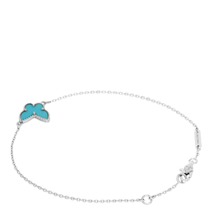 Van Cleef & Arpels 18K White Gold Turquoise Sweet Alhambra Butterfly Bracelet 2 of 5