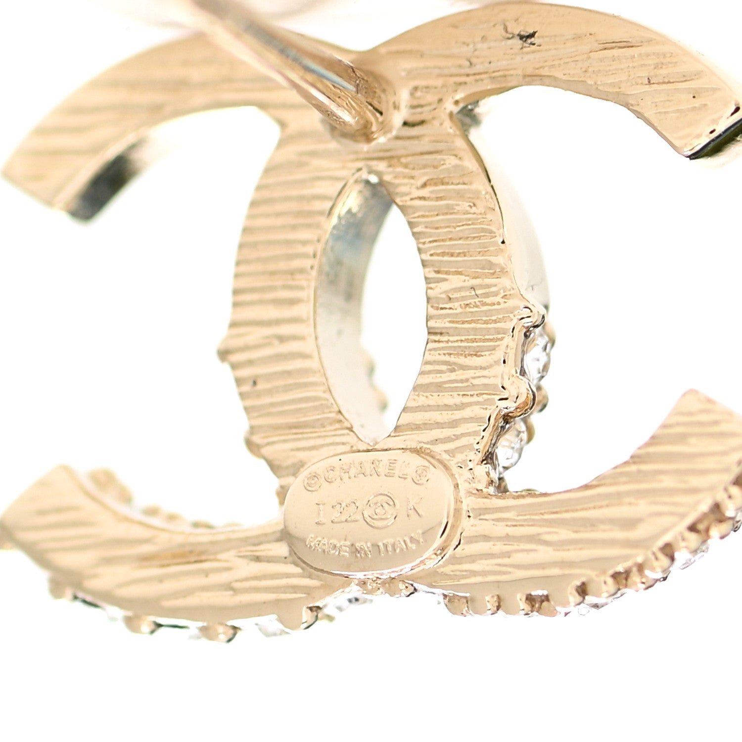 Chanel Crystal Metal CC Earrings Gold 4 of 5