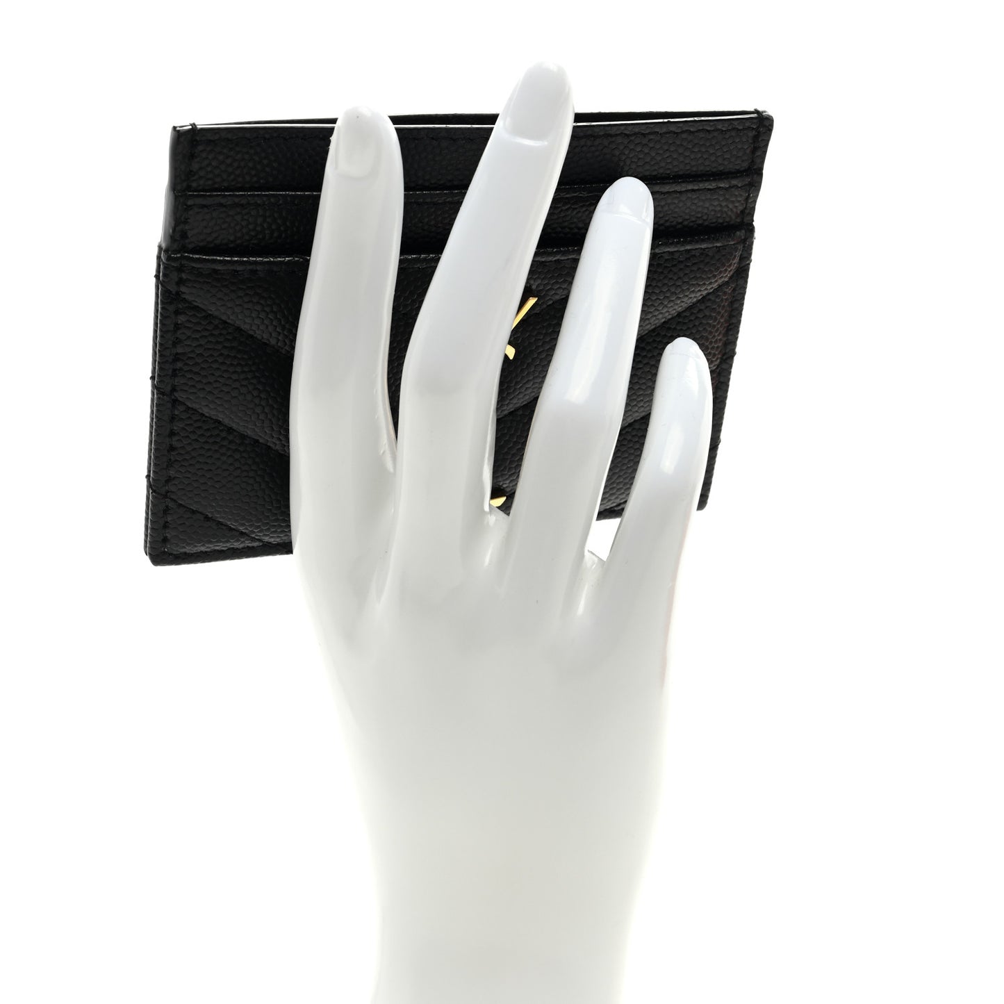 Grain De Poudre Matelasse Chevron Monogram Credit Card Case Black