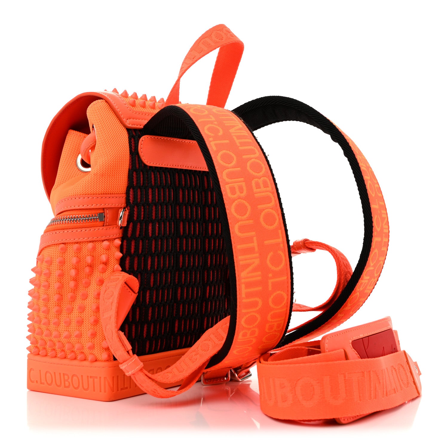 christian louis vuitton backpack Christian Louboutin Calfskin Spiked Small Explorafunk Backpack Fluo Orange 1783681 – FASHIONPHILE