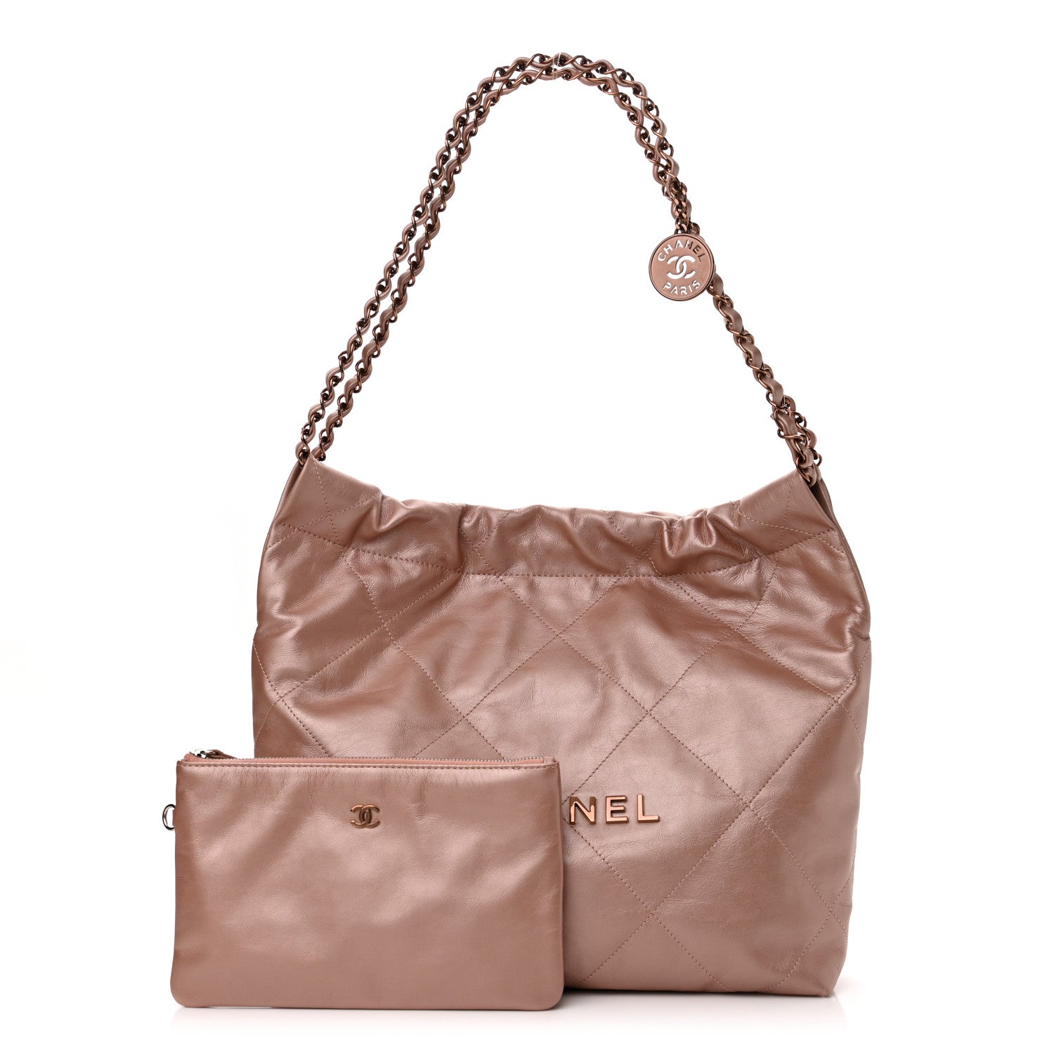 Chanel Metallic Calfskin Quilted Small Chanel 22 Pink 1 of 10