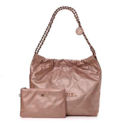 Chanel Metallic Calfskin Quilted Small Chanel 22 Pink 1 of 10