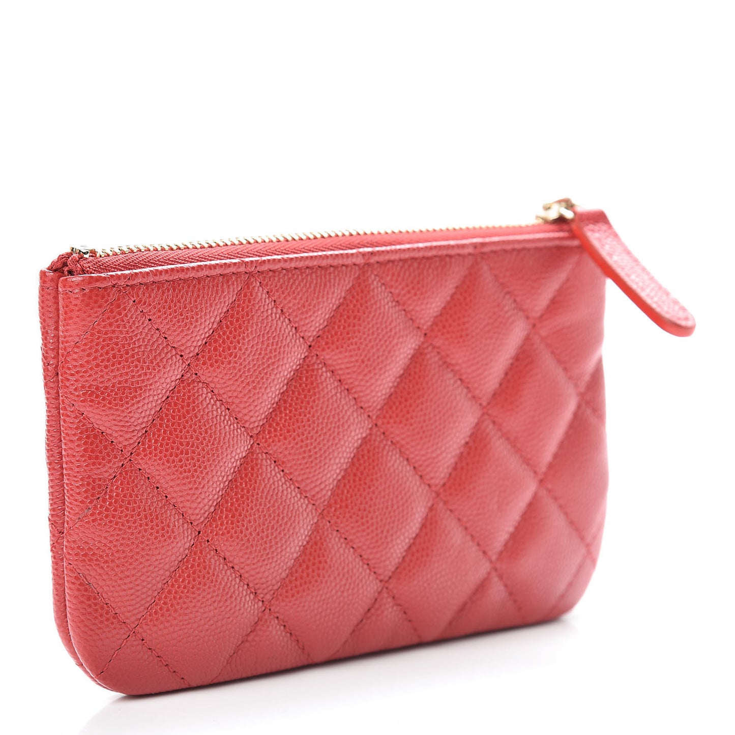 Caviar Quilted Small Cosmetic Case Red