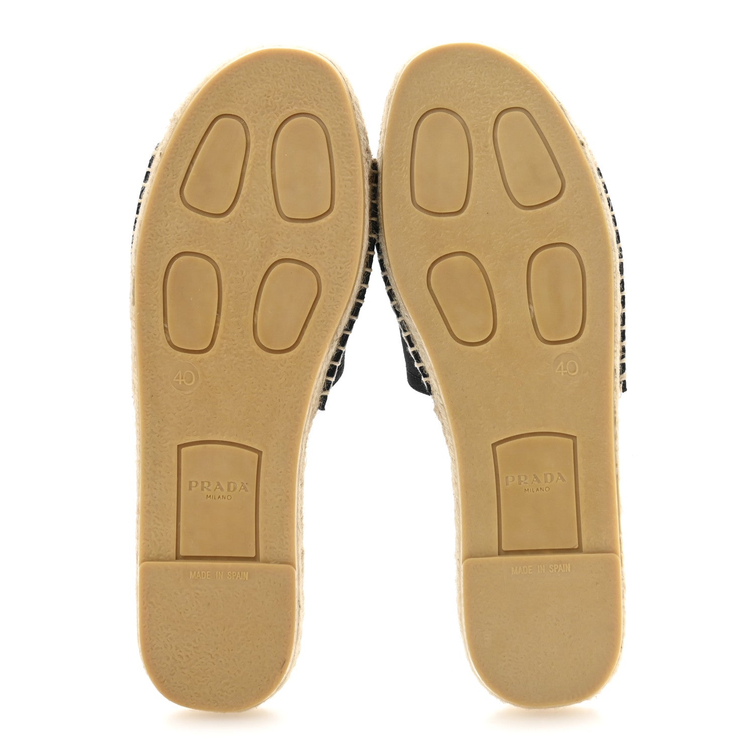 Prada Canvas Gabardine Triangle Logo Espadrilles Sandals 40 Black 6 of 10