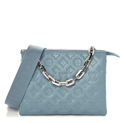 Louis Vuitton Lambskin Embossed Monogram Coussin PM Blue Glacier 1 of 9