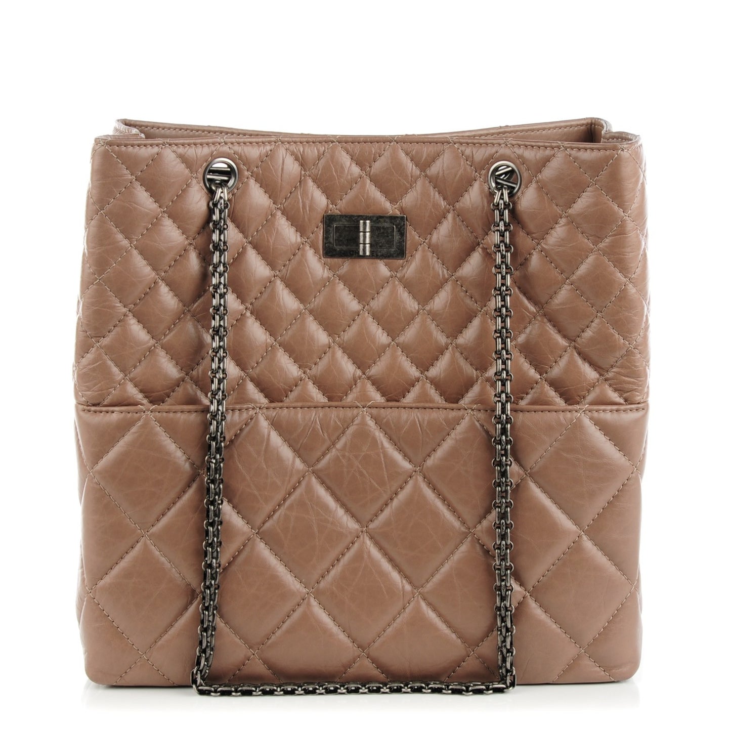 Aged Calfskin Quilted Reissue 2.55 Tote Light Brown