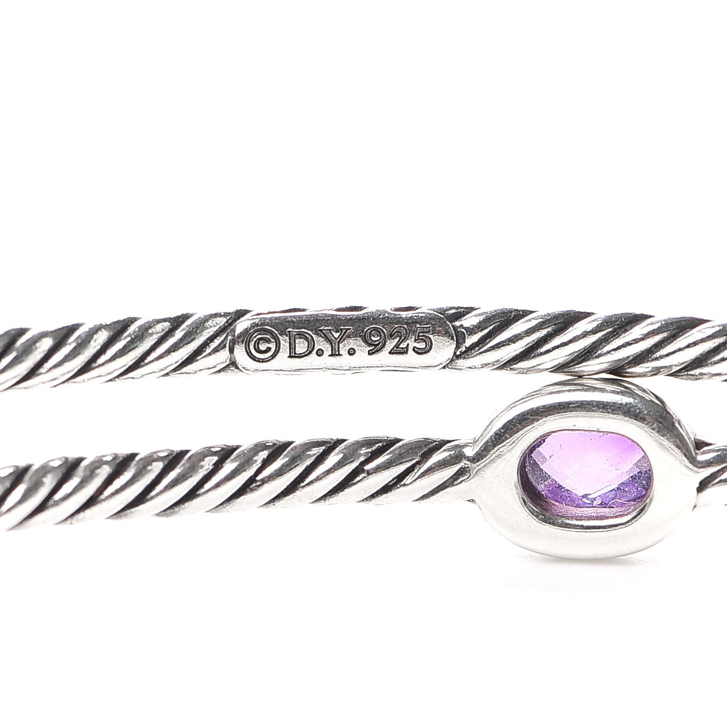 David Yurman Sterling Silver Amethyst Color Classics Cable Bangle Bracelet Set of 2 4 of 5