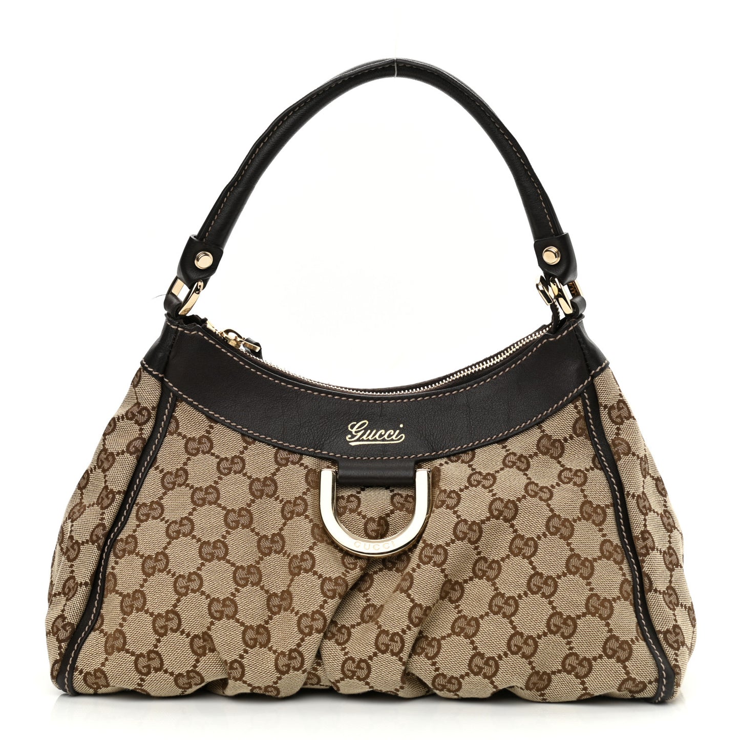 Monogram Medium D Gold Ring Hobo Dark Brown