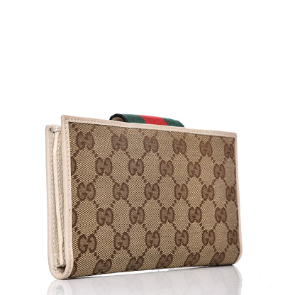 Gucci Monogram Calfskin Ladies Web Long Wallet Beige Ebony Off White 3 of 9