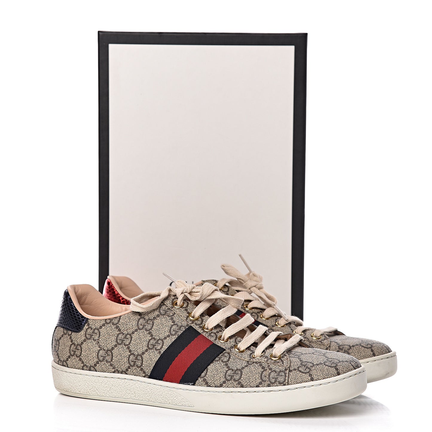 GG Supreme Monogram Womens Ace Low-Top Sneaker 40 Beige