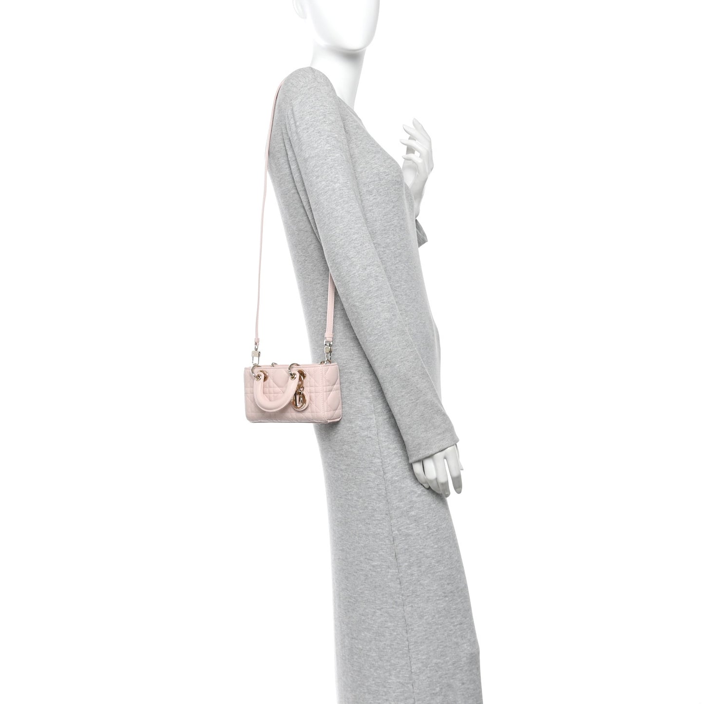Lambskin Cannage Micro Lady D-Joy Powder Pink