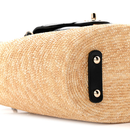 Chanel Raffia Braided Lambskin Small Shopping Tote Beige Black 10 of 12