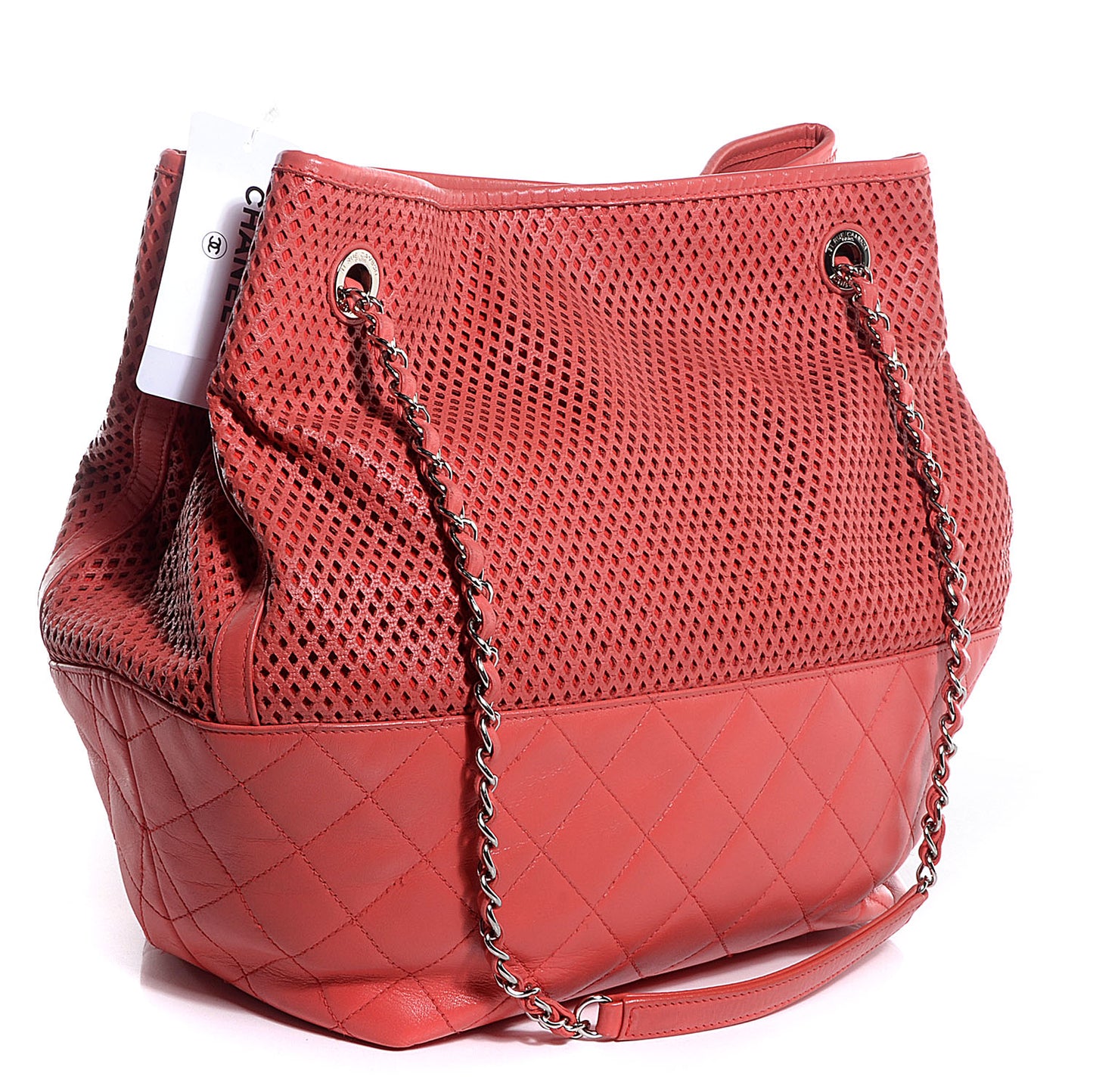 Calfskin Perforated Up In The Air North South Tote Red
