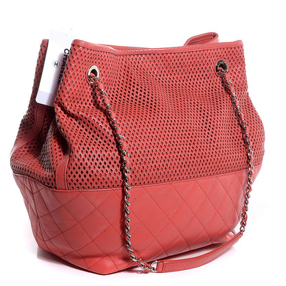 Chanel Calfskin Perforated Up In The Air North South Tote Red 3 of 7