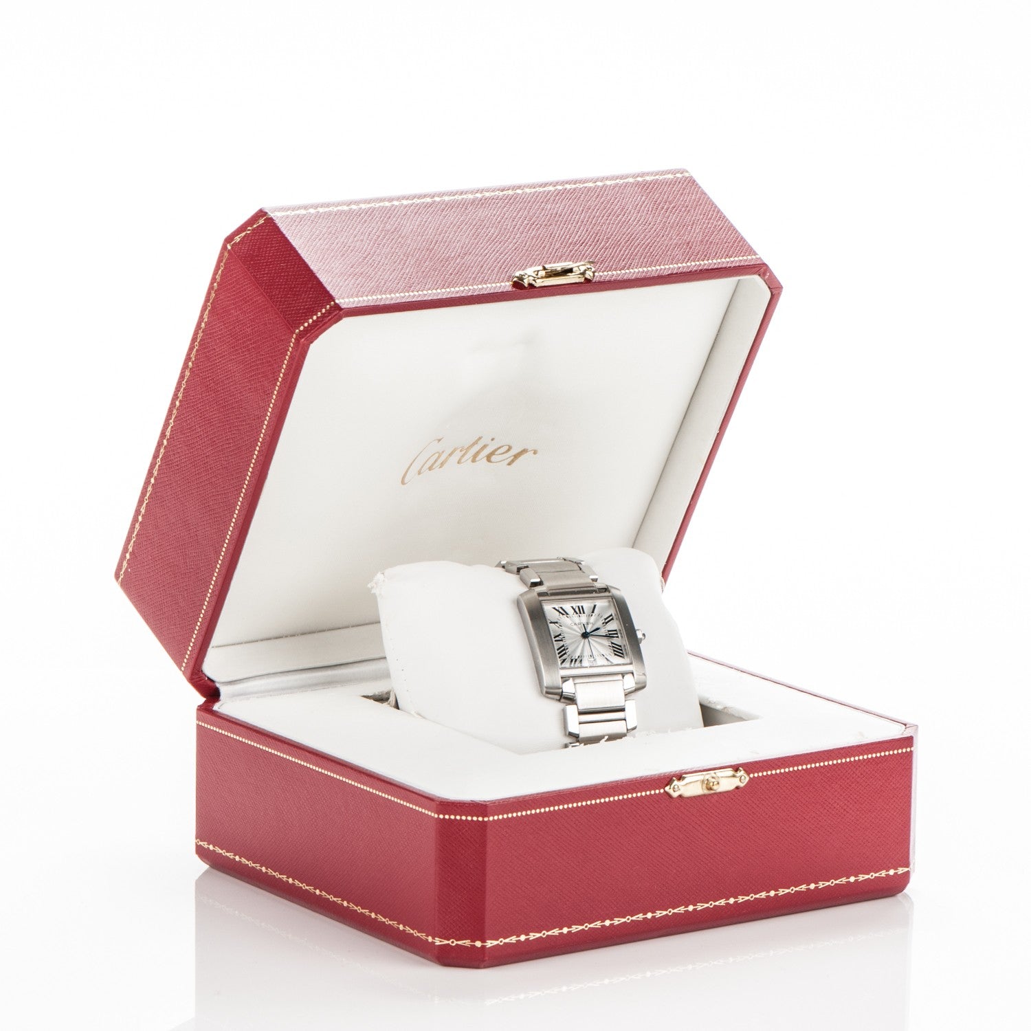 Cartier Stainless Steel Pink Mother of Pearl 20mm Tank Francaise Quartz Watch 7 of 7