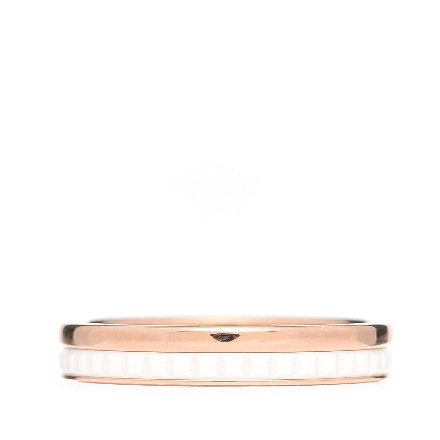 18K Pink Gold Ceramic Quatre White Edition Wedding Band Ring 59 8.75