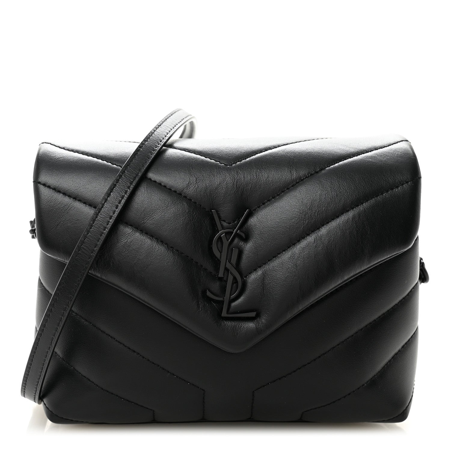 Saint Laurent Calfskin Y Quilted Monogram Monochrome Toy Loulou Crossbody Bag Black 1 of 10
