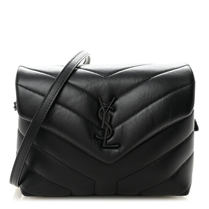 Saint Laurent Calfskin Y Quilted Monogram Monochrome Toy Loulou Crossbody Bag Black 1 of 10