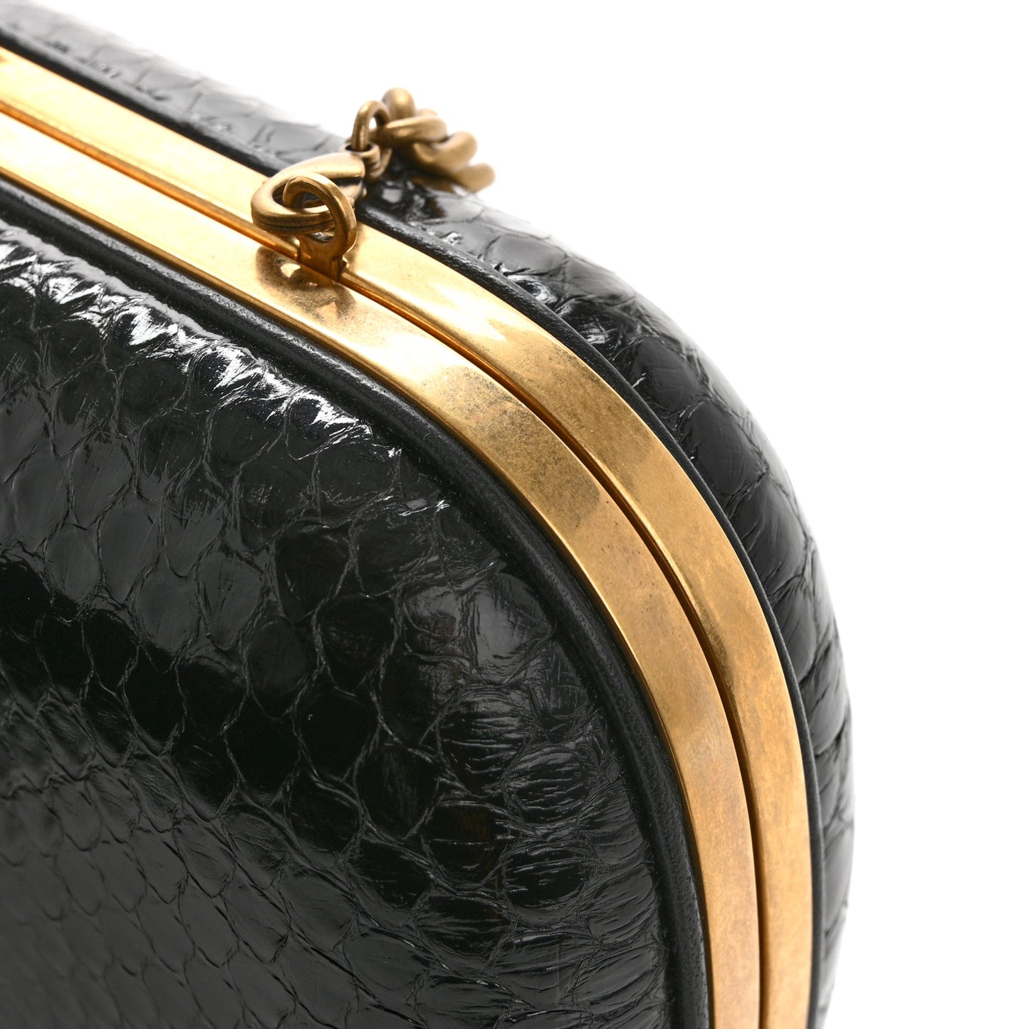 Snakeskin Crystal Tiger Broadway Clutch Black