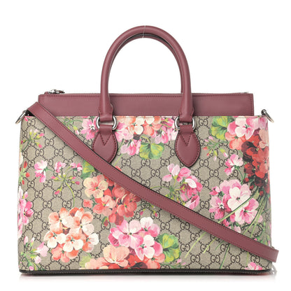 Gucci GG Supreme Monogram Blooms Large Zip Top Tote Beige Multicolor Dry Rose 1 of 11