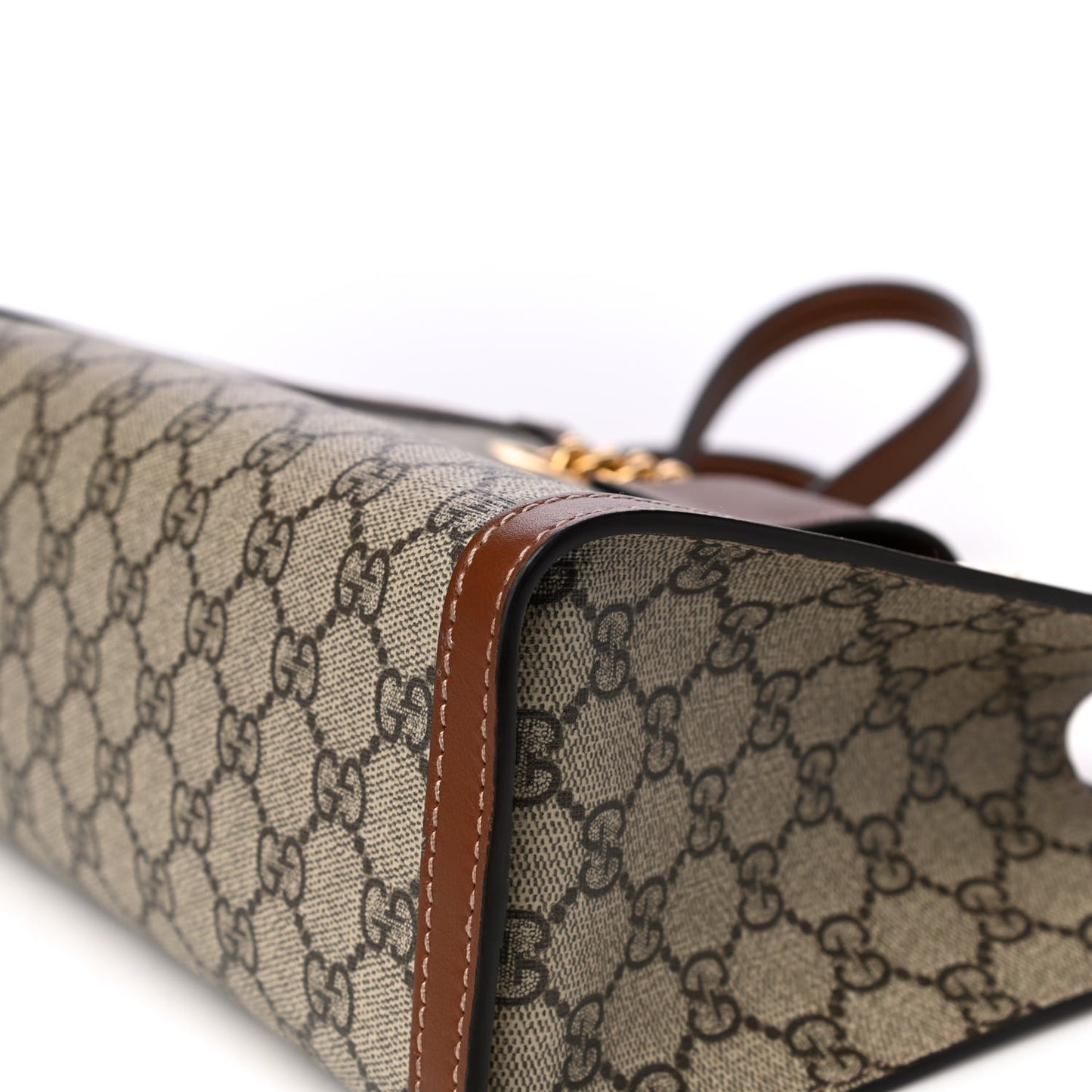 GG Supreme Monogram Calfskin Small Padlock Tote Beige Ebony Tuscany