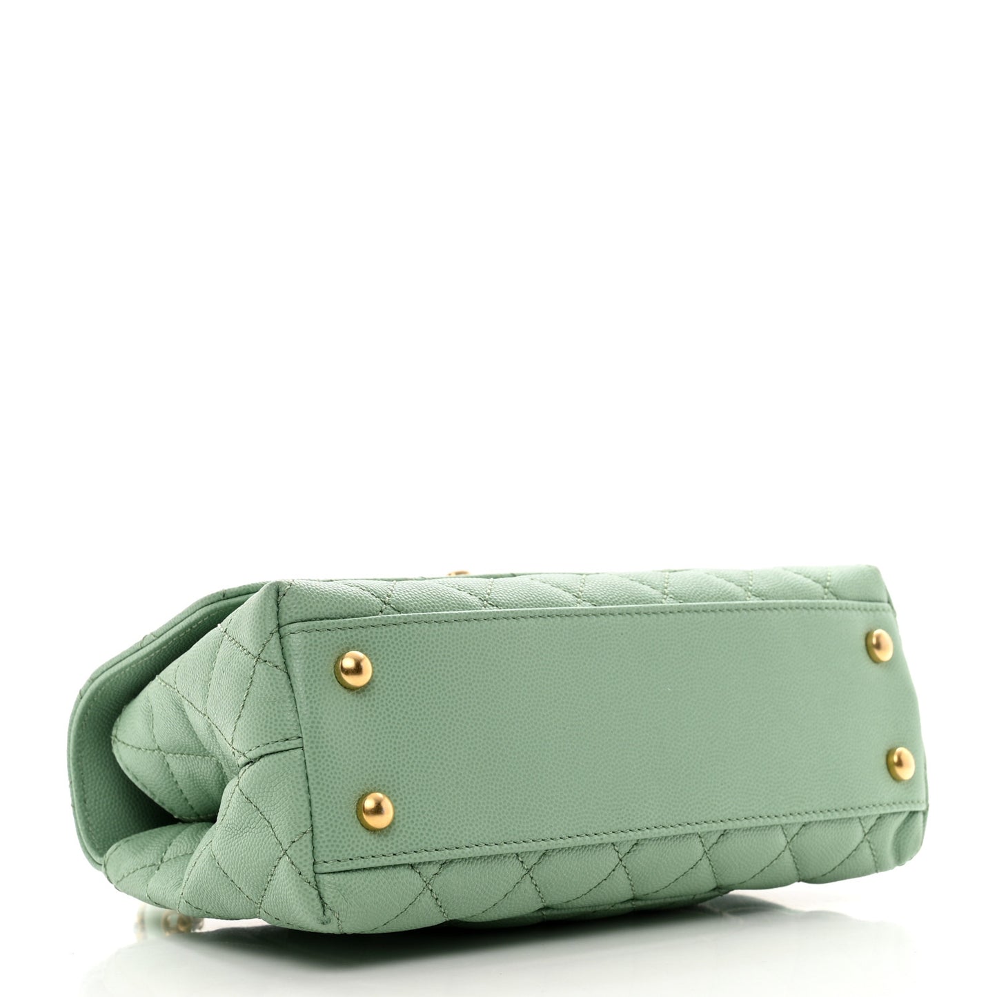 Caviar Quilted Mini Coco Chain Handle Flap Light Green