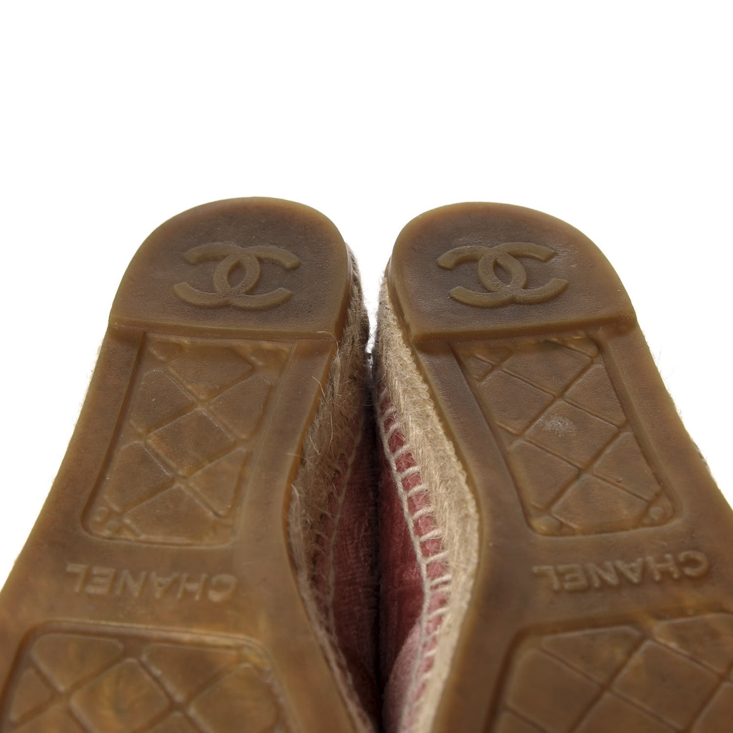 Velvet Grosgrain Quilted Camellia CC Espadrilles 37 Pink Black