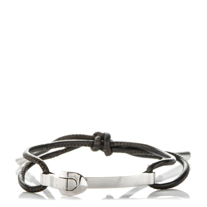 Louis Vuitton 18K White Gold Clip Bar Cord Bracelet Black 1 of 4