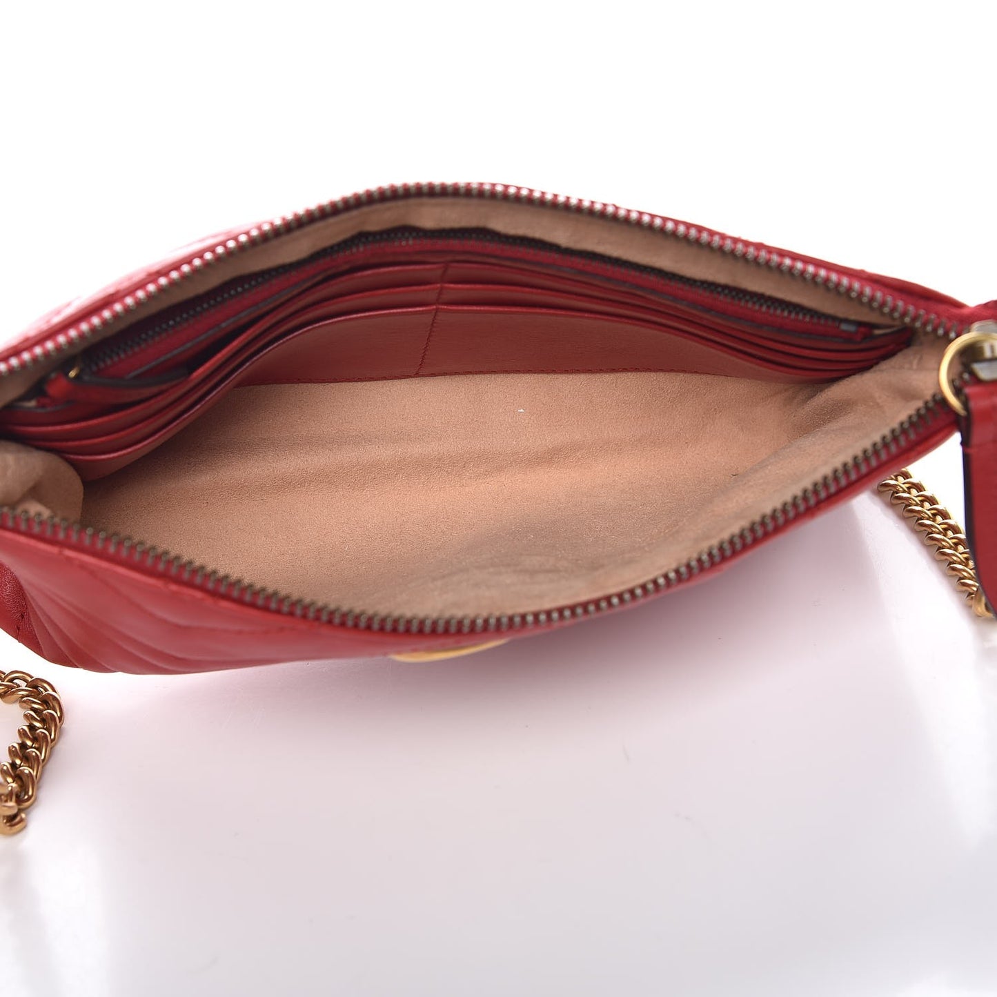 Calfskin Matelasse Mini GG Marmont Chain Bag Hibiscus Red