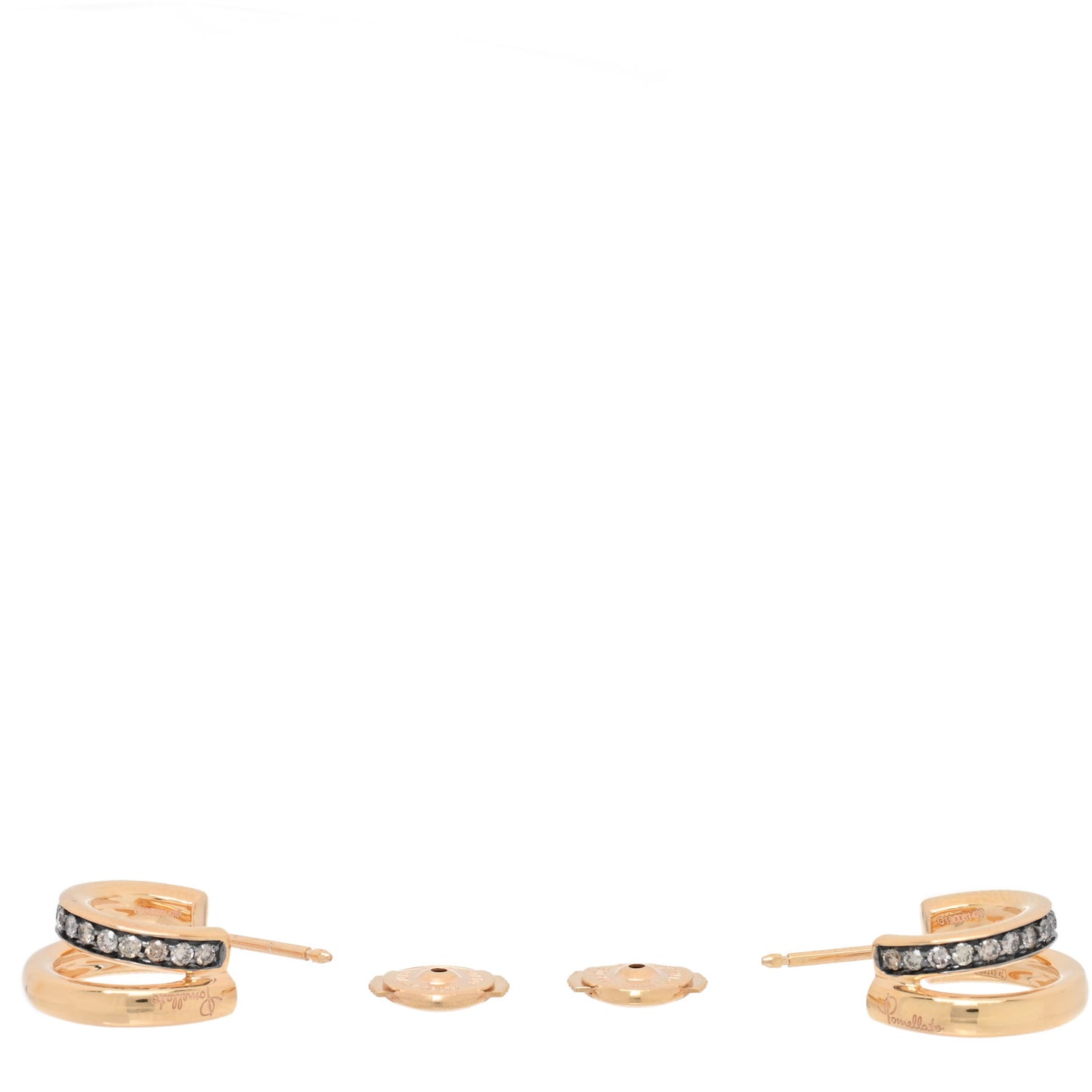 18K Rose Gold Brown Diamond Iconica Double Hoop Earrings