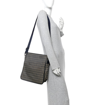 Fendi Zucchino Crossbody Messenger Bag Navy 2 of 16