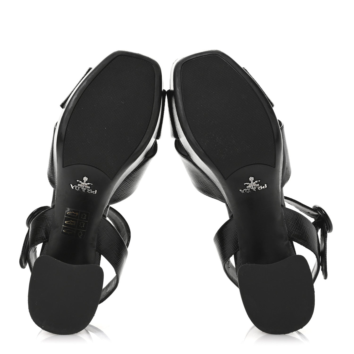 PRADA archive サンダル 23~24ほど 黒 Prada Vernice Saffiano Embossed Crisscross Platform 20/65mm