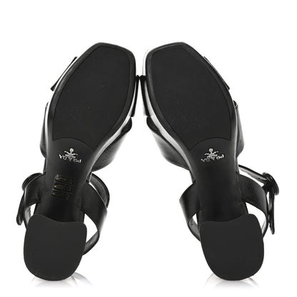 Prada Vernice Saffiano Embossed Crisscross Platform 20/65mm Sandals 37.5 Black 6 of 7