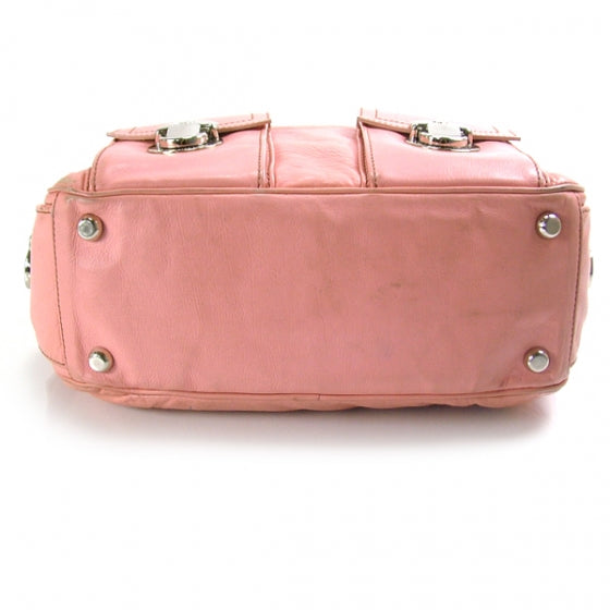 Leather Large Multipocket Hobo Pink