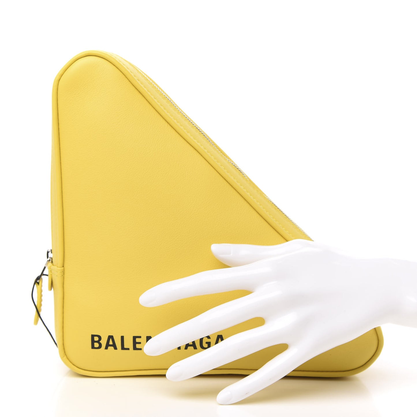 Shiny Day Calfskin Logo M Triangle Pouch Jaune Black