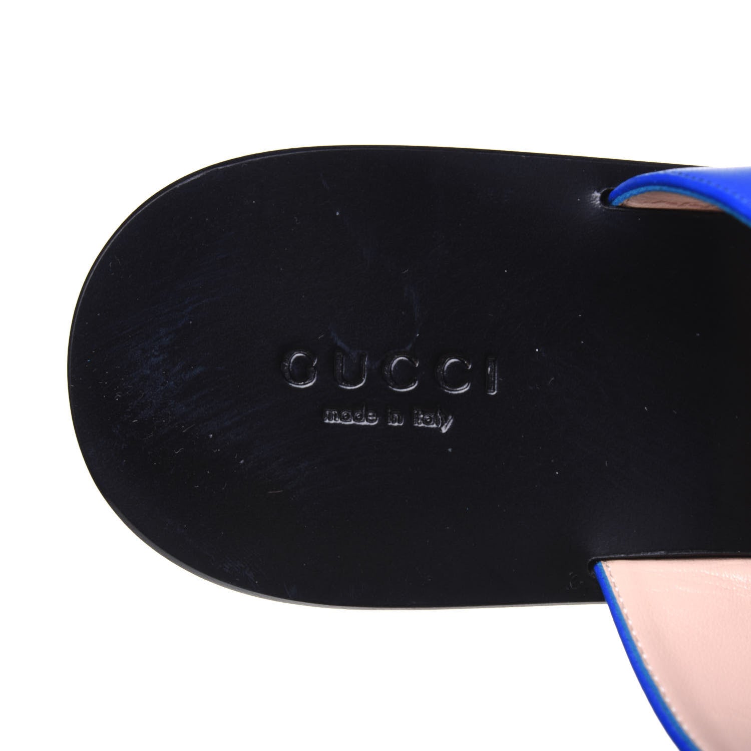Gucci Calfskin GG Marmont Thong Sandals 38.5 Shiny Electric Blue 7 of 16