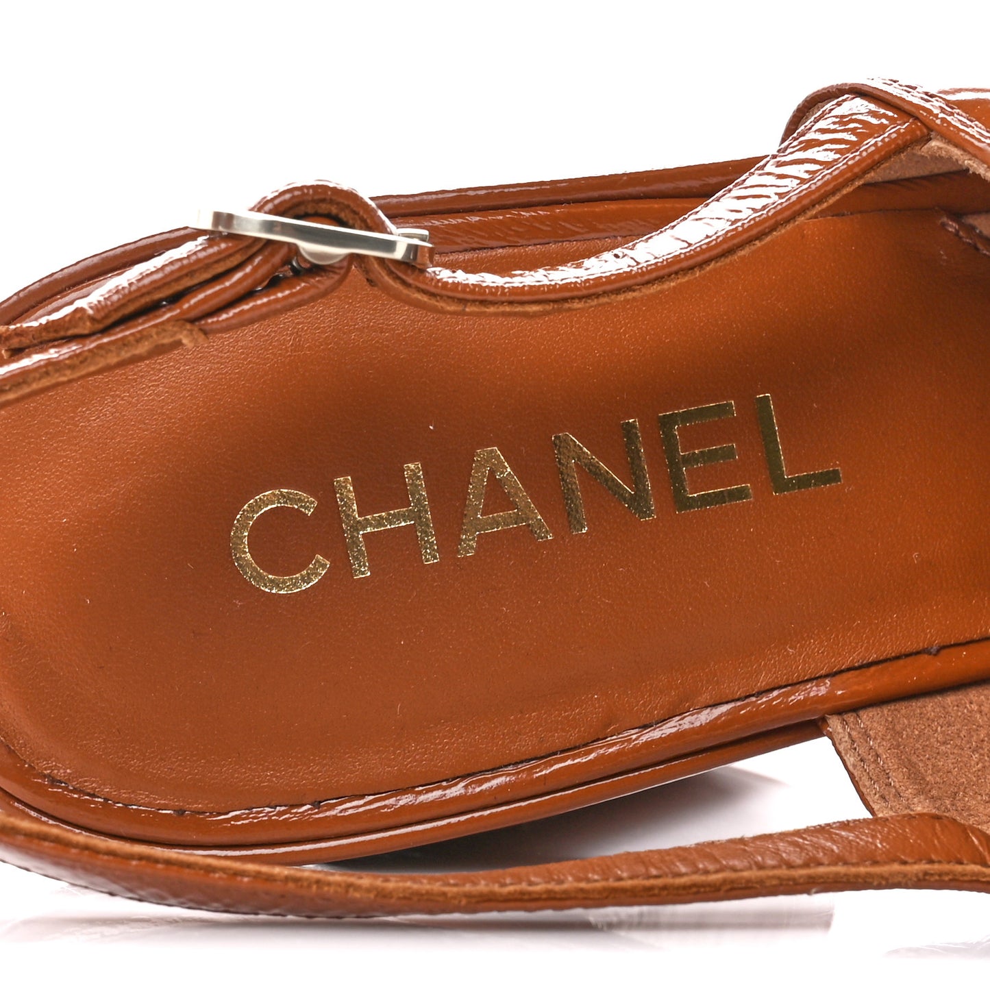 Crumpled Patent Lambskin Platform Sandals 39.5 Light Brown