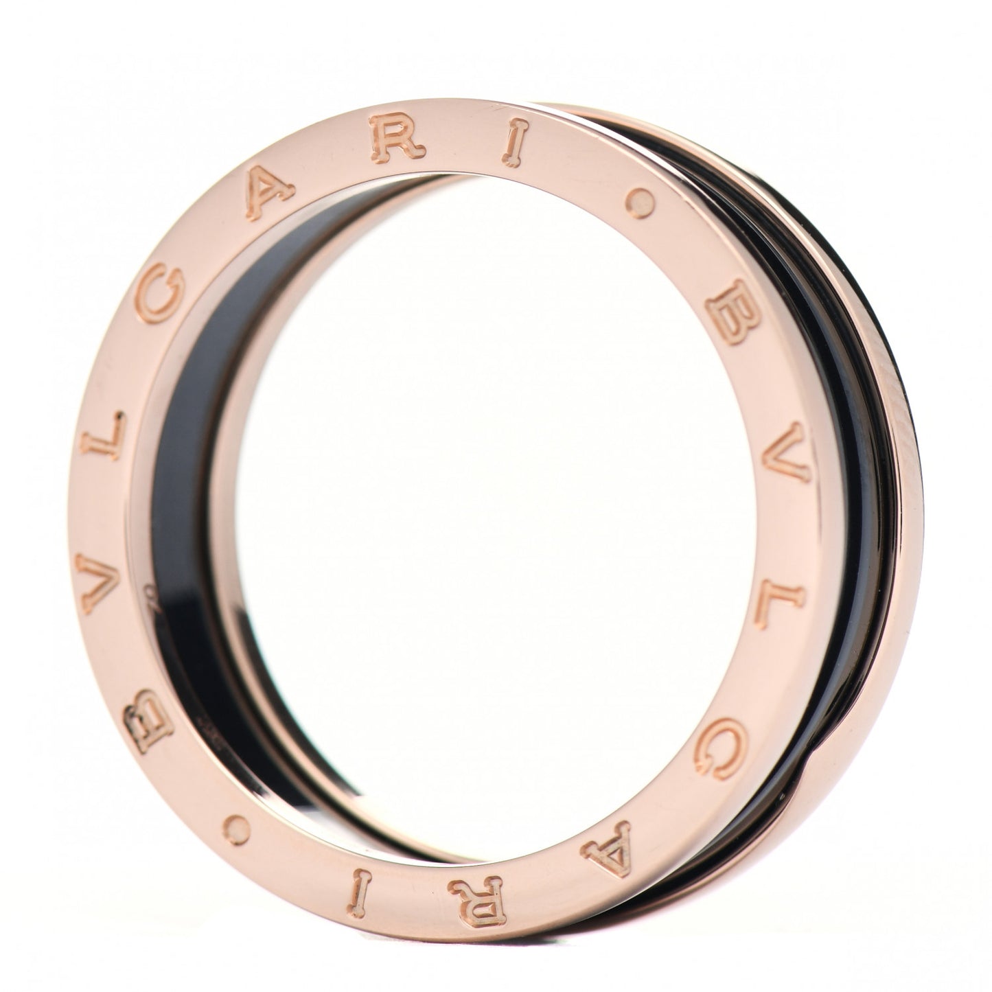 18K Rose Gold Black Ceramic B.Zero1 Two-Band Ring 70 13